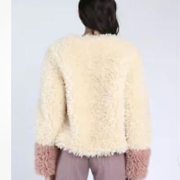 NWT- Honey Punch Pink Cream Teddy Bear Bomber Jacket - Picture 4 of 15